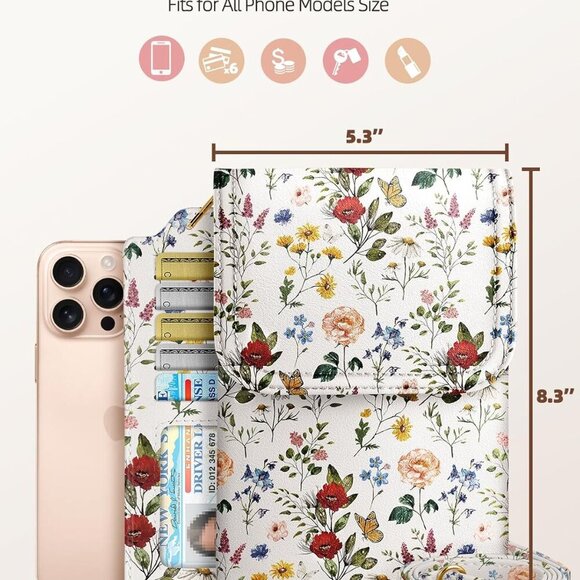 Small Leather Crossbody Bag Women Medium Cell Phone Purse Wallet with Detachable - Picture 2 of 6